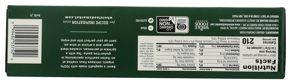 WHOLE FOODS MARKET Organic Spaghetti Chickpea Pasta, 8 OZ