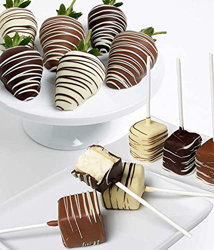 From You Flowers Strawberries & Cheesecake Pops - 6 Chocolate Covered Strawberries & 6 Cheesecake Pops Gift for Birthday & Celebration