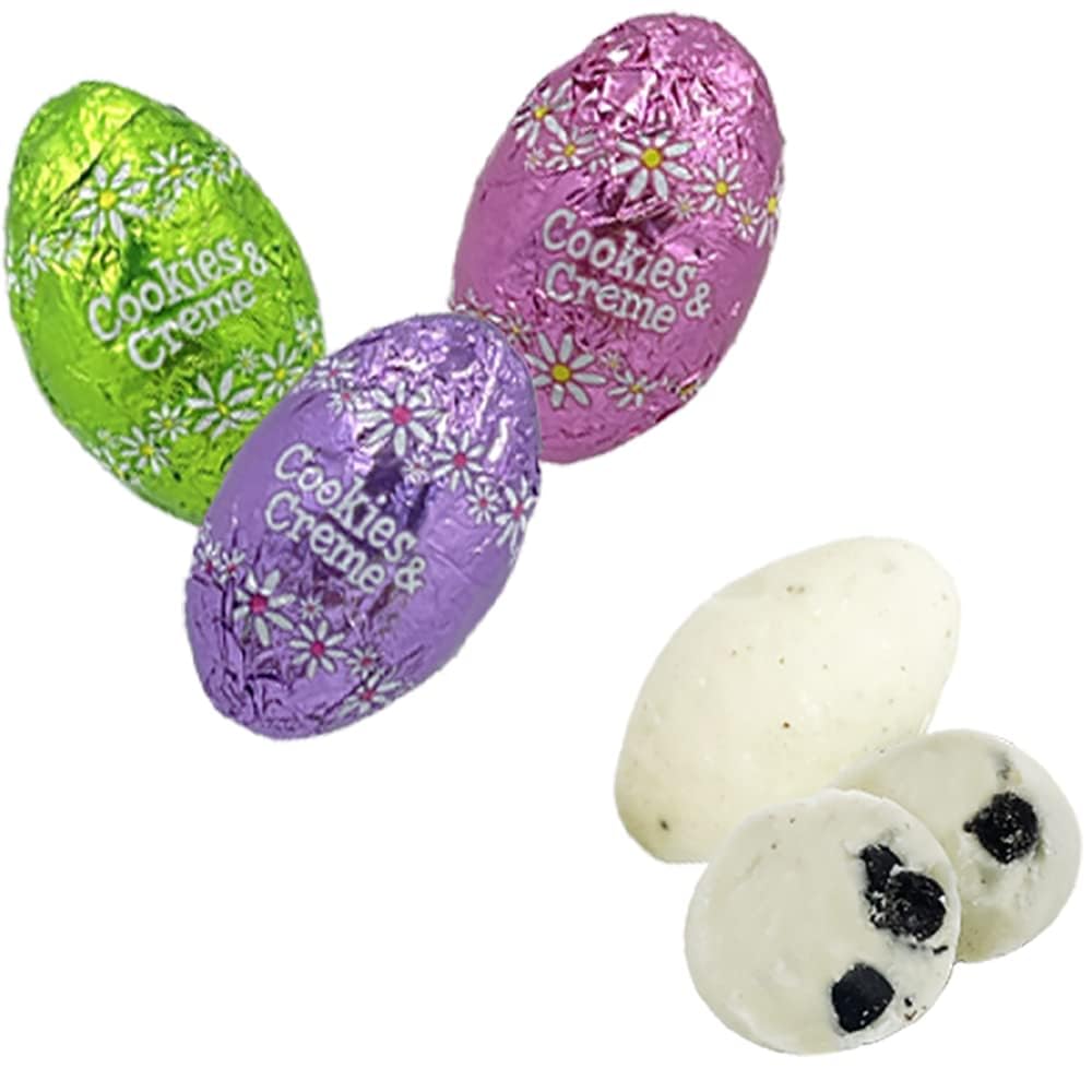 20 Pounds Fruidles Easter Cookies & Cream Chocolate Eggs, Multicolored Foil Wrapped Milk Chocolate in Happy Easter Egg Gift-Box