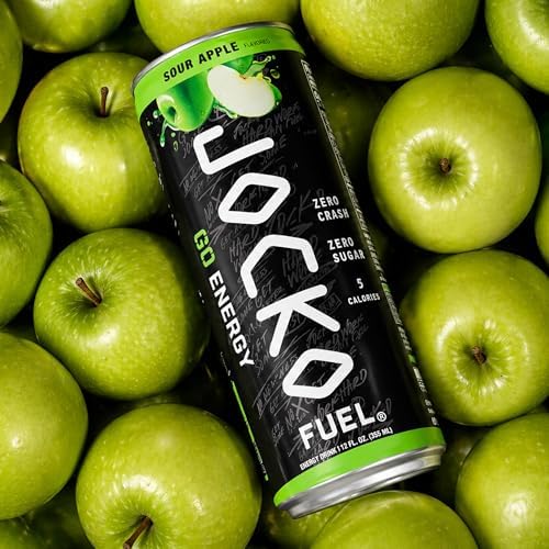 Jocko Fuel GO Energy Drinks, Sour Apple - 95mg Caffeine with Added Adaptogens, Vitamin B12 & B6, & L Theanine for Mood & Focus Support, No Sugar, 12