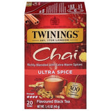 Twinings Ultra Spice Chai Black Tea Individually Wrapped Bags, 20 Count (Pack of 1), Sweet, Savoury Spices, Caffeinated, Enjoy Hot or Iced, 20 Teabags