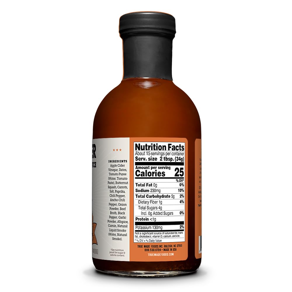 True Made Foods Pitmaster Texas Bold Barbecue Sauce - True Texas BBQ Flavor, No Sugar Added - Keto, Whole 30, Paleo-Friendly BBQ Sauce (18oz, 2 Pack)