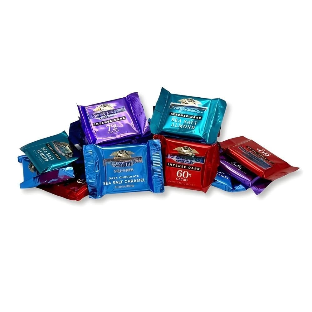 Dark Chocolate Assortment Squares Candy, Individually Wrapped