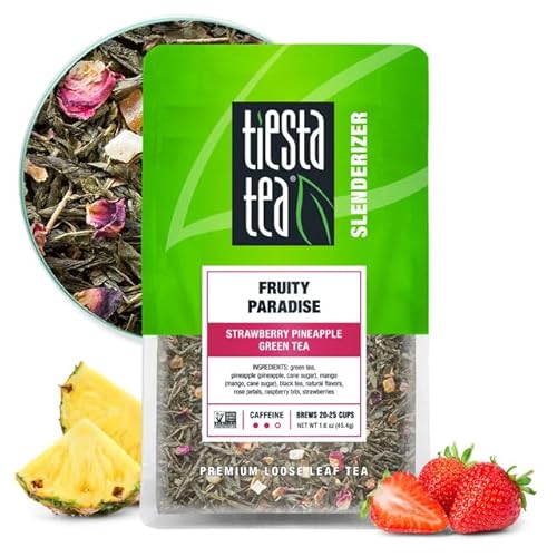 Tiesta Tea - Fruity Paradise, Strawberry Pineapple Green Tea, Premium Loose Leaf Blend, Tropical Fruit Flavor, Medium Caffeine, Hot or Iced, 20-25