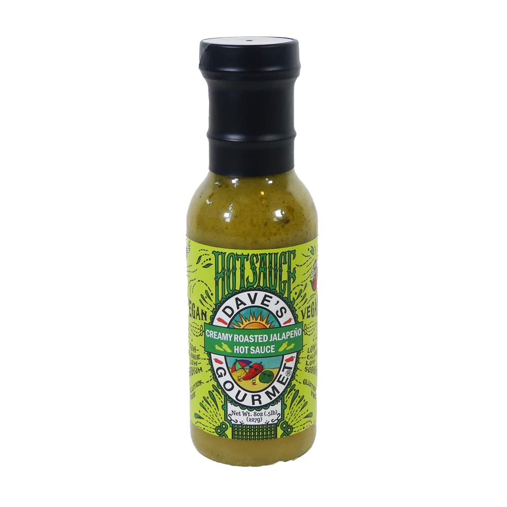 Dave's Gourmet Creamy Roasted Jalapeno Sauce -Medium Heat For Salads, Dips, Dressings- 1 Bottle