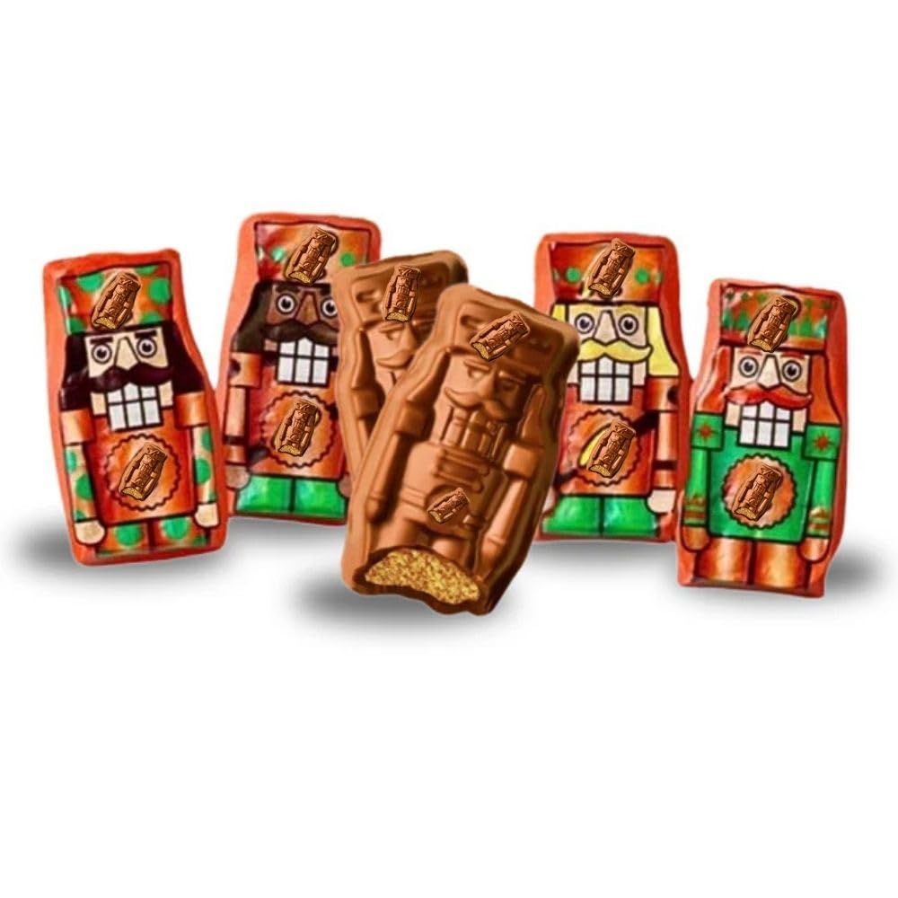 Nutcracker Shaped Peanut Butter Milk Chocolate Candy Individually Wrapped Bulk Bag - 5 lb (Approx. 225 pieces)