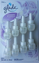 Glade PlugIns Scented Oil ~ Lavender & Vanilla 8 Pack Scented Oil Fragrance Refills