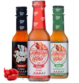 Jersey Girl Hot Sauce 5oz (Variety Pack 3, Classic Habanero, Sizzlin Ghost Pepper & Scorchin' Carolina Reaper) Sodium Free Hot Sauce Set