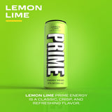 PRIME Energy LEMON LIME | Zero Sugar Energy Drink | Preworkout Energy | 200mg Caffeine with 355mg of Electrolytes and Coconut Water for Hydration|