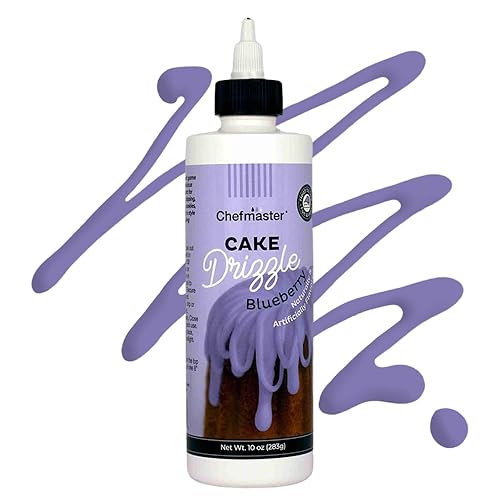 Blueberry-Flavored Cake Drizzle by Chefmaster, Edible Cake Drip Frosting for Decorating, Drip for Cakes, Cupcakes, Cookies, Donuts, 10 oz