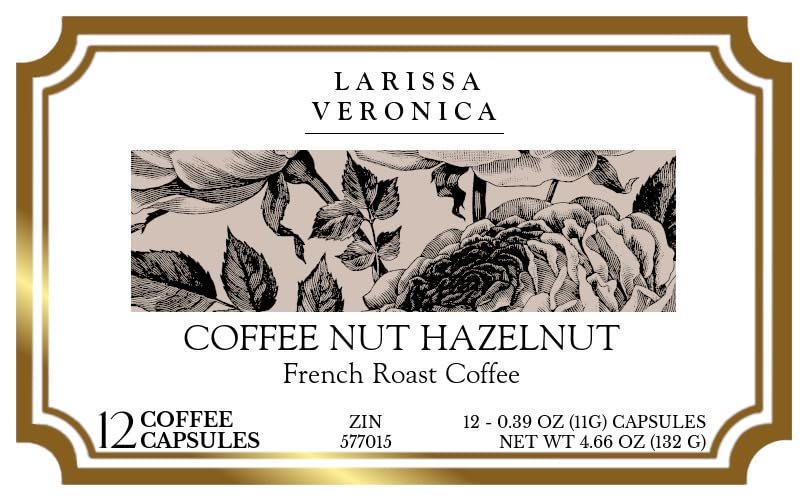 Coffee Nut Hazelnut French Roast Coffee (Single Serve K-Cup Pods) (Gourmet, Naturally Flavored, Whole Coffee Beans) (12 pods, ZIN: 577015) - 2 Pack
