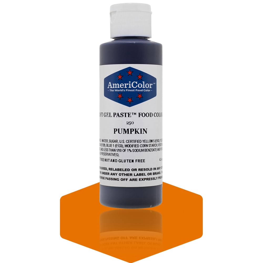 Americolor Soft Gel Paste Food Color, Pumpkin, 4.5 Ounce Bottle