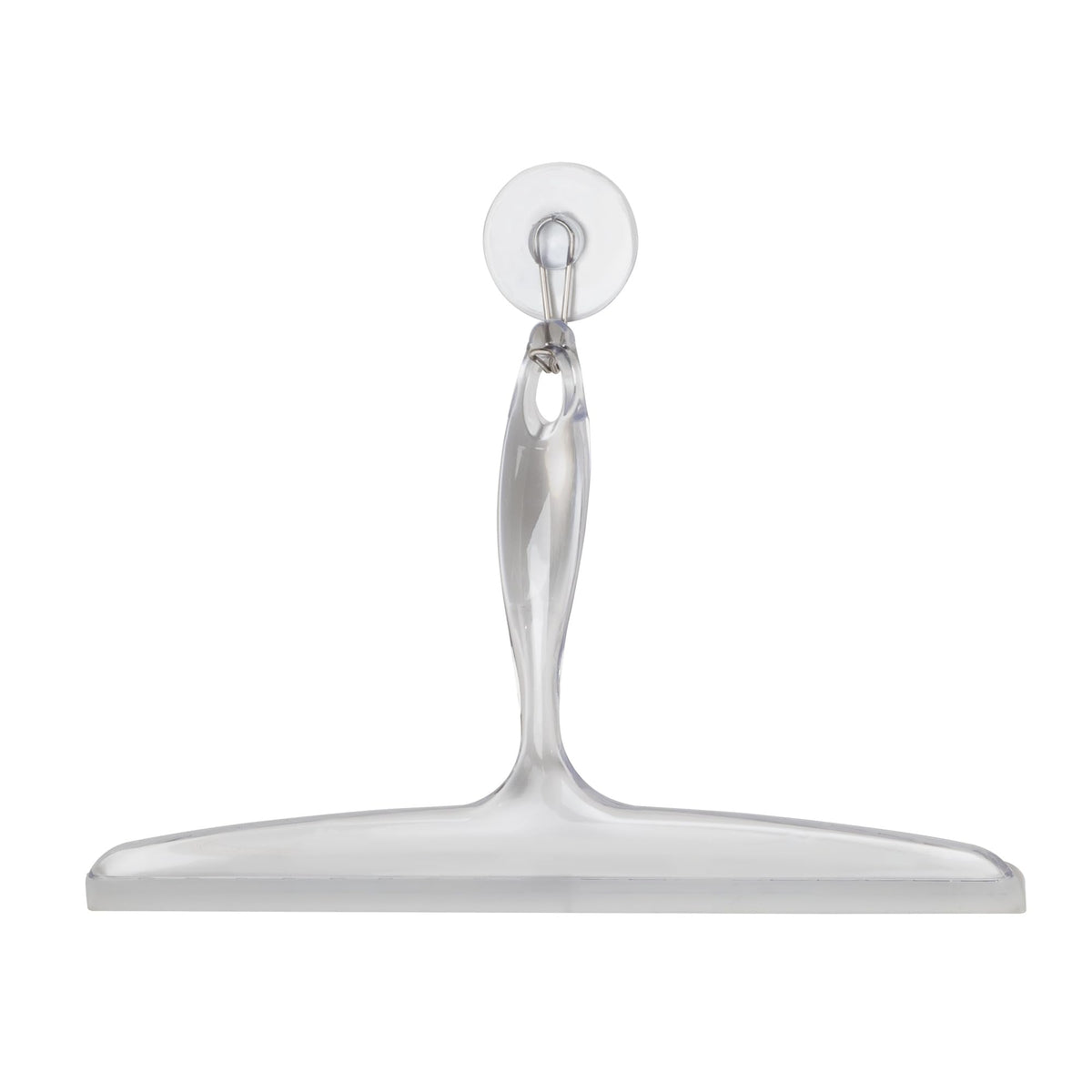 iDesign Plastic Bath Squeegee for Glass with Suction Hook Holder - 12", Clear