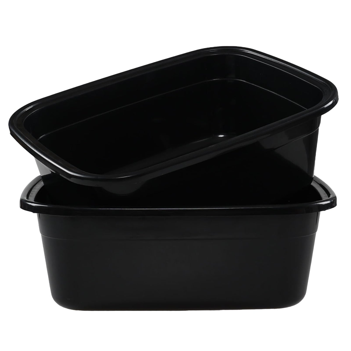 Taysisiter 18 Quart Plastic Rectangular Dish Pan, Black Washing Basin, 2 Packs