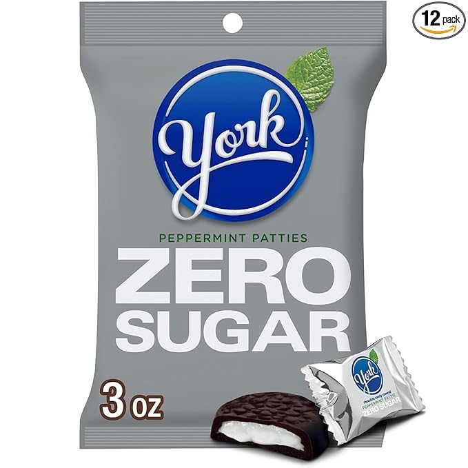 Zero Sugar Peppermint Patties, Sugar Free Chocolate Mint Candy, Keto Friendly, Low Carb, Individually Wrapped, 3 oz Bag