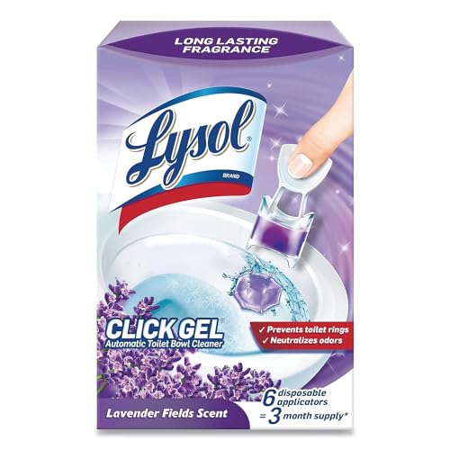 Lysol Click Gel Automatic Toilet Bowl Cleaner, Toilet Gel Stamp, Toilet Freshener, Bathroom Essentials, Refreshing Lavender Scent, 6 Count (Pack of 1)