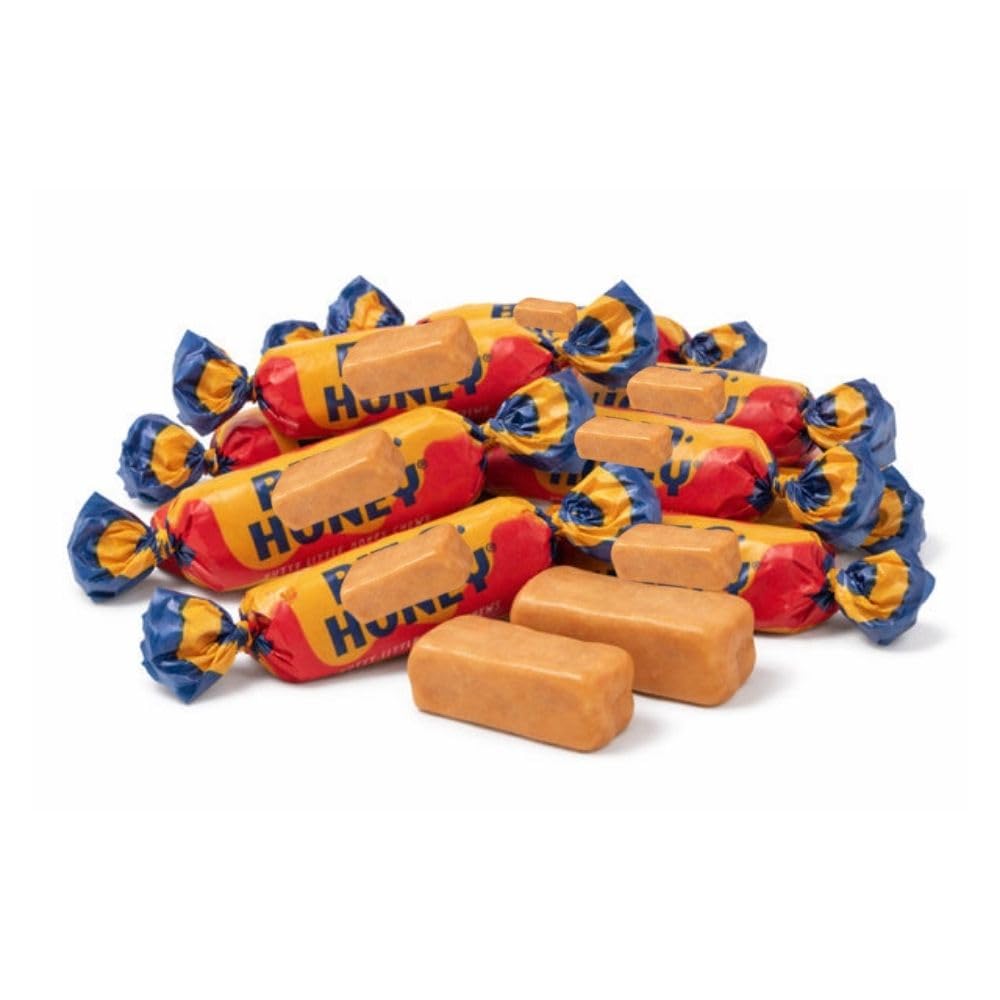 Honey Flavored Chewy Taffy Candy with Crunchy Almond Bits - Classic Old Fashioned Retro Candy Treat - 5 lb (Approx. 300 pieces)