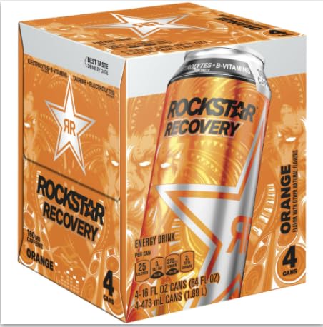 Rockstar, Orange Energy Drink, 16 Fl Oz, 4 Pack