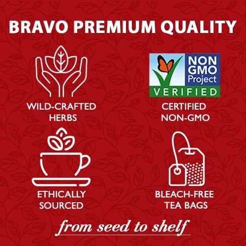 Bravo Tea Cordyceps Mushroom Herbal Tea, Caffeine Free 20 Tea Bags