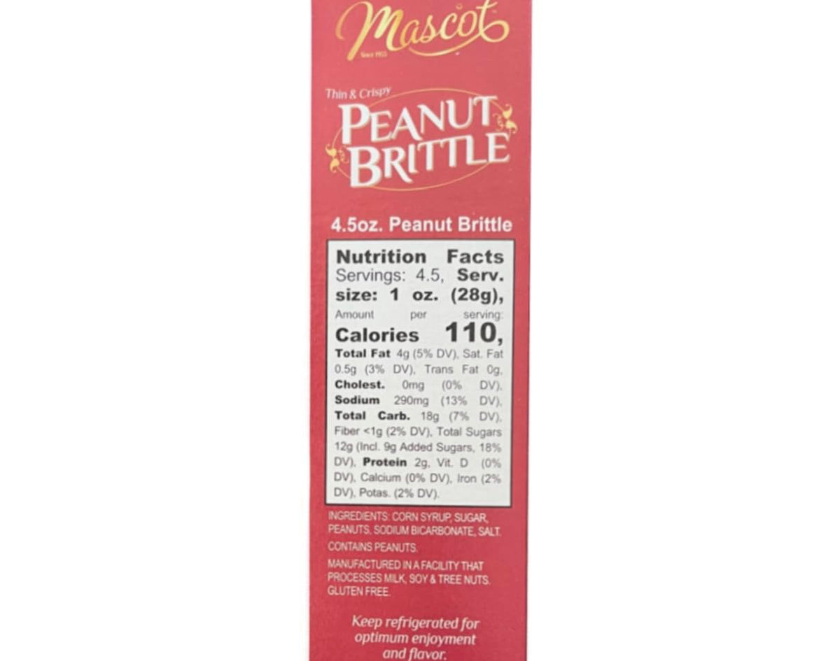Peanut Brittle Candy, Thin and Crispy Holiday Snack 4.5 oz