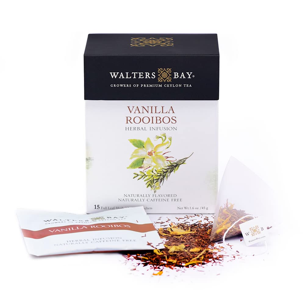 Walters Bay Vanilla Rooibos, Herbal Tea, No Caffeine, All Natural, Pyramid Bag, 15 Count
