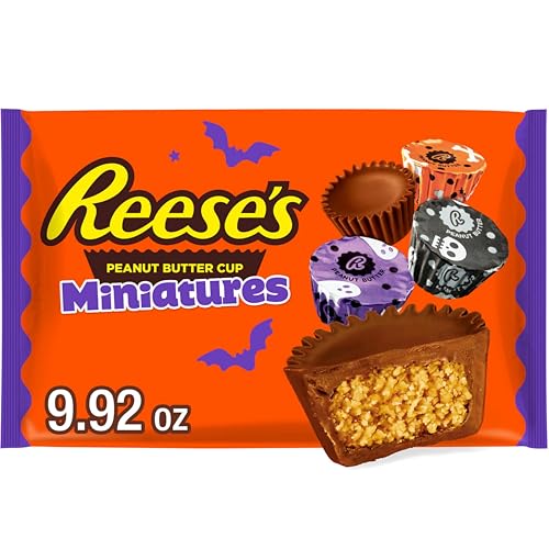 REESE'S Miniatures Milk Chocolate Peanut Butter Cups, Halloween Candy Bag, 9.92 oz