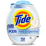 Tide PODS Free & Gentle Laundry Detergent Soap Pacs, 112 Count, Tide PODS Laundry Detergent, Laundry Detergent Pacs, Laundry PODS Detergent