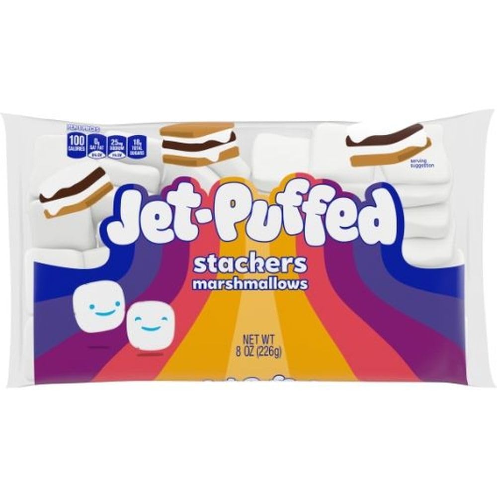 Kraft Jet Puffed Stacker Marshmallow, 8 Ounce -- 16 per case.
