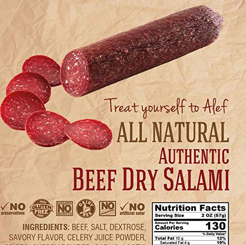 Alef Beef Salami Evreyskaya (Jewish) 1.5 Lb - Cured Charcuterie Meat, Perfect Hard Salami For Deli & Charcuterie Boards