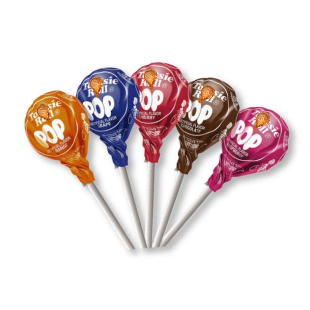 Assorted Fruit and Chocolate Flavored Lollipops with Chewy Center Bulk Bag - 5 lb (Approx. 125 pieces)