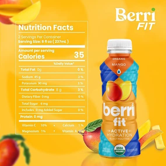 Berri Fit Mango Organic Sports Drink Alternative with Natural Plant-Based