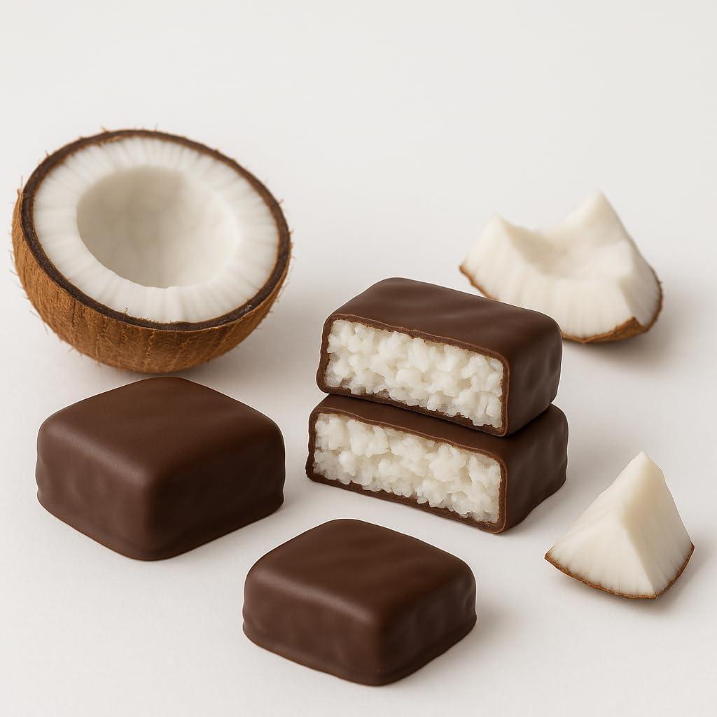 Snack Size Coconut Patties - Pack of 2 - Original Creamy Coconut Covered in Rich Dark Chocolate - Individually Wrapped Candy Bites - Tropical