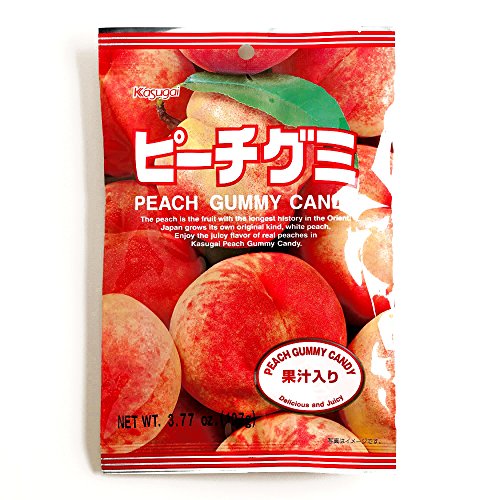 Kasugai Peach Gummy Candy 3.77 oz each (3 Items Per Order)