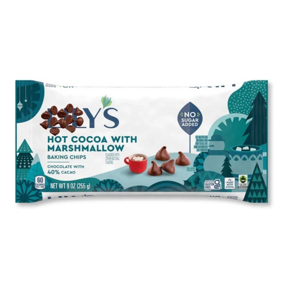Hot Cocoa Flavor Baking Chips with Marshmallow Style Notes, No Sugar Added, 6 Bag Multipack