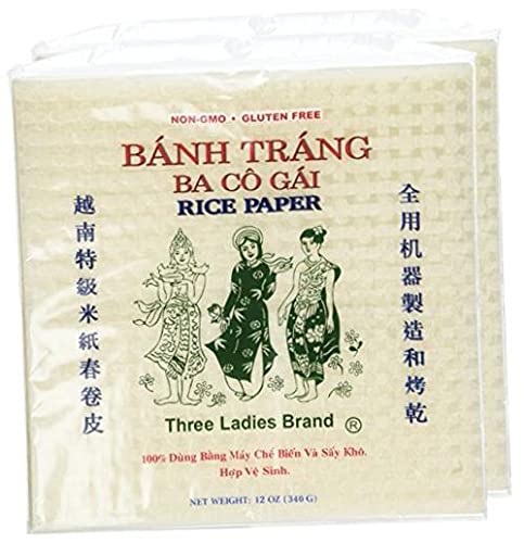 Three Ladies 2 Packs Square Rice Paper Wrappers (22cm) .3 pack