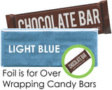Light Blue Shiny Candy Bar Wrapper Foil Sheets for over wrapping chocolate bars - 40 Sheets