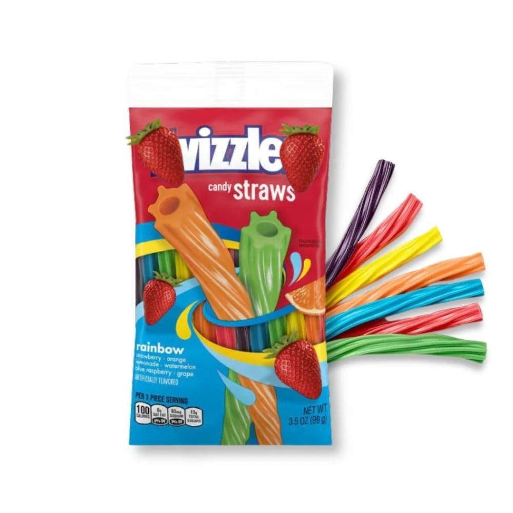 Rainbow Strawberry Flavored Licorice Candy Straws - 12 Pack (Approx. 12 bags)