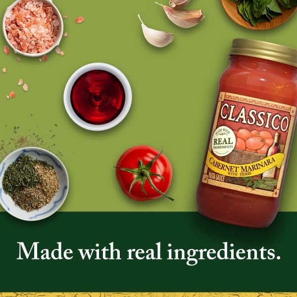 Classico Cabernet Marinara with Herbs Pasta Sauce, Red Wine Tomato Sauce for Spaghetti, Lasagna & Pizza, 24 Ounce (Pack of 12)