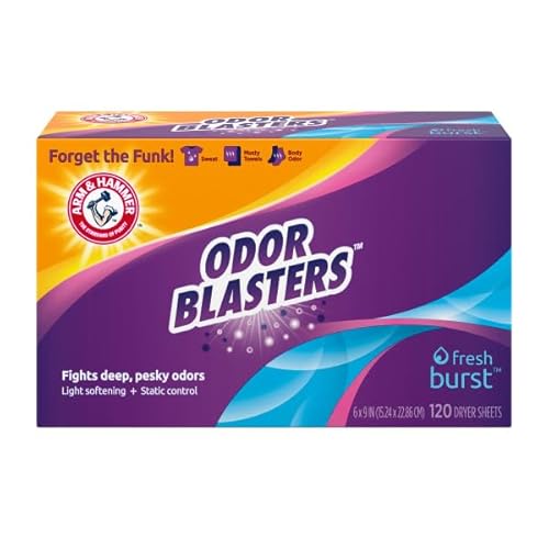 Arm & Hammer Odor Blaster Dryer Sheets, Fresh Burst, 120 Count