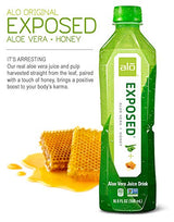 ALO Aloe Vera Juice Drink | EXPOSED - + Honey 16.9 fl oz, Pack of 12 Plant-Based with Real Pulp