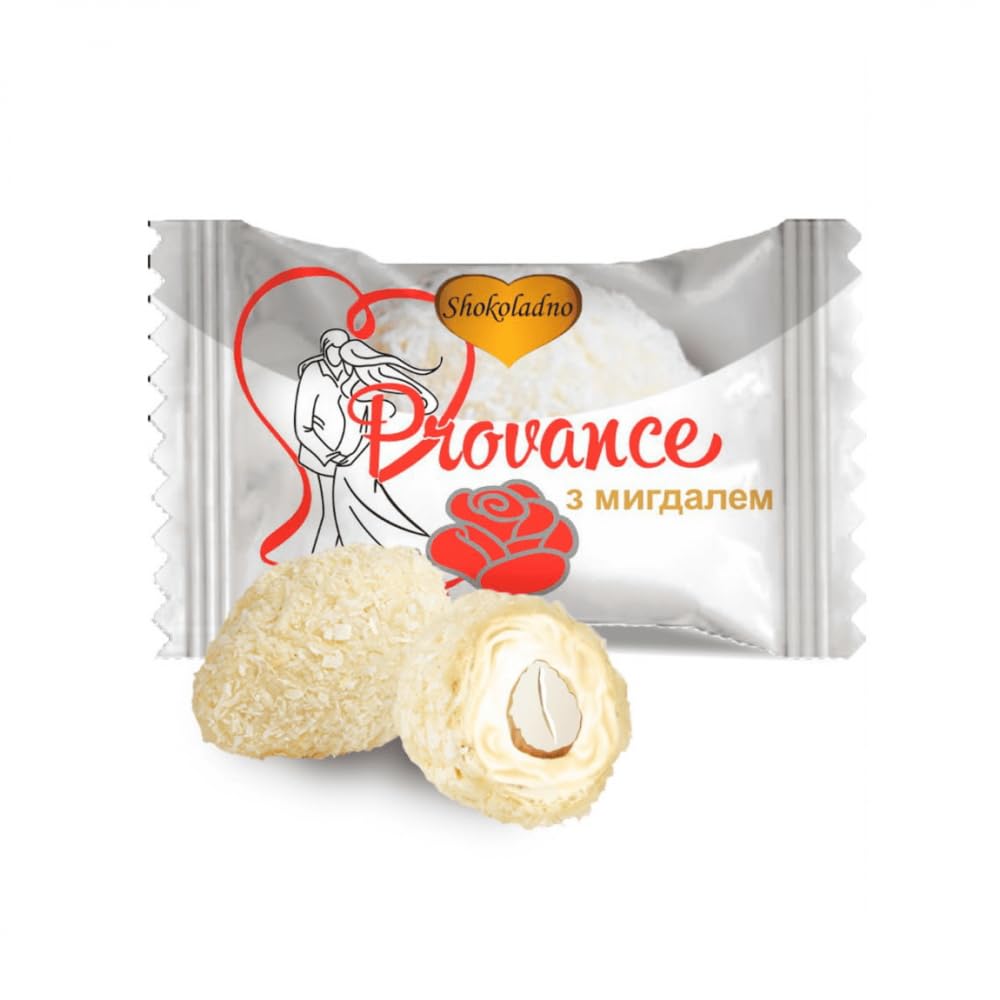 Deluxe Coconut Almond Candy - Creamy Wafer Shells Filled with Smooth Cream & Roasted Almond - 15 Count, 5.3 oz - Imported from Ukraine