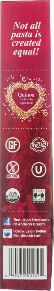 Andean Dream Organic Quinoa Fusilli Pasta, 8 Ounce -- 12 per case. Pack of 2