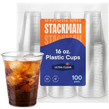 Crystal Clear Disposable Plastic Cups PET [100 Pack - 16 oz.]