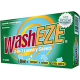 WashEZE 3 in 1 Laundry Detergent Sheets Unscented 40 count with Fabric Softener Fragrance and Phosphate Free- More efficient than pods pacs powders or