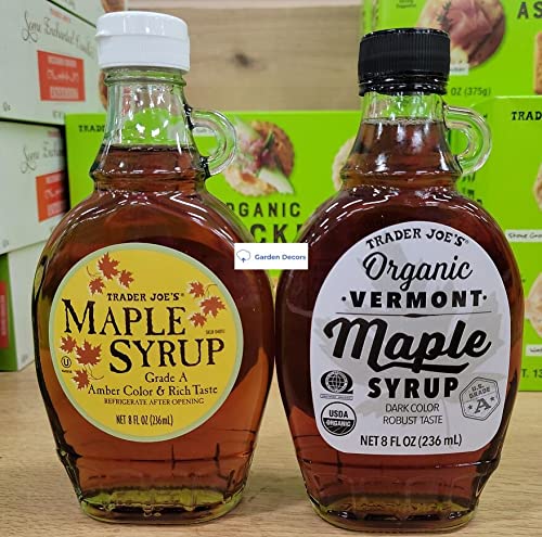 Trader Joe's2 Grade A Maple Syrup & Organic Vermont Maple Syrup 8fl oz 236ml (Two Bottles)