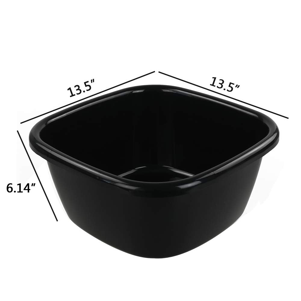 Dehouse 16 Quart Wash Basin, 3-Pack Black Plastic Dish Pan
