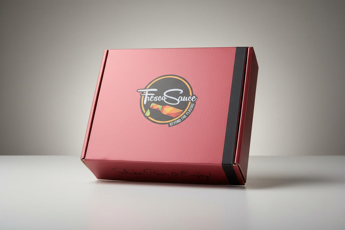 Hot Sauce Lover Gift Box by Fresco Sauce 4 Pack - Fire Roasted Pepper Blend - Citrus Fresno & Garlic - Chipotle & Habanero - Ghost Berry
