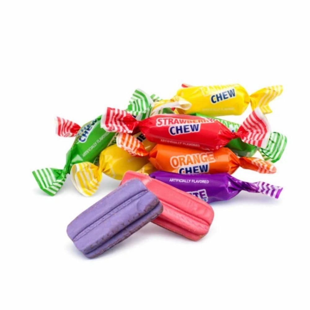 Assorted Fruit Chewy Candy Pieces Individually Wrapped Bulk Bag - 25 lb (Approx. 2000 pieces)