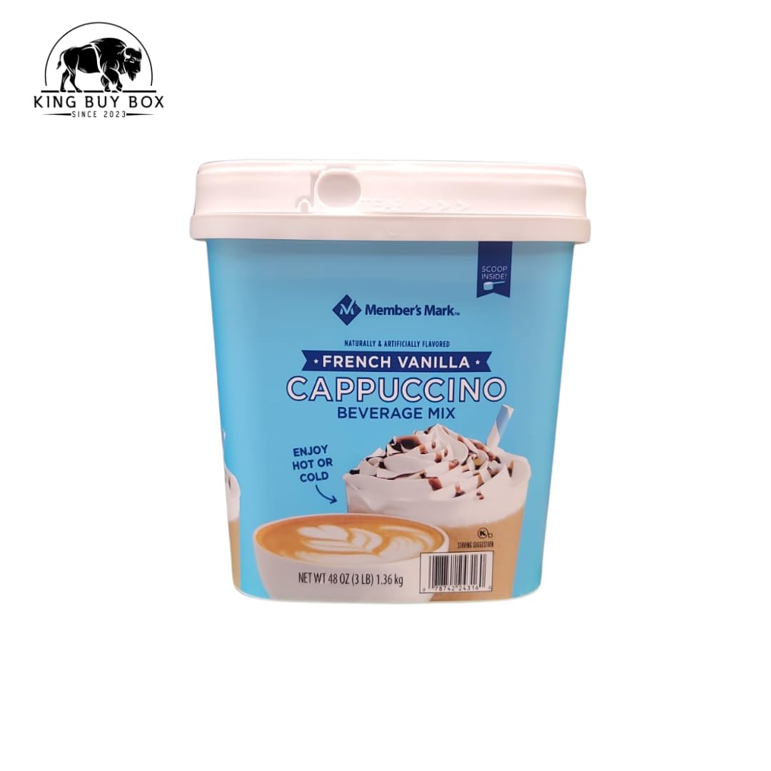 KING BUY BOX 1 PCS cup Bundle with French Vanilla Cappuccino Beverage Mix, 48 oz.compatible with Members Mark