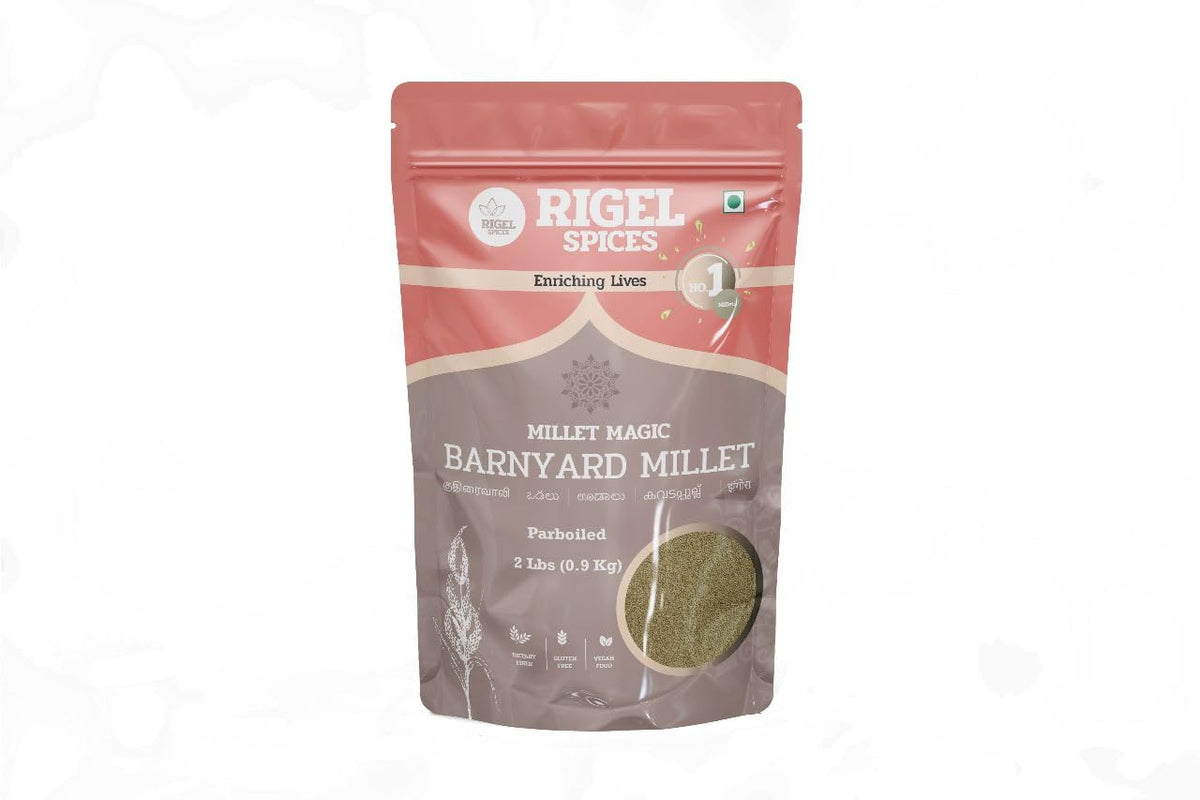 Rigel Spices Barnyard Millet | 2lbs resealable pack | Kuthiraivali | Non GMO | Gluten Free | Rich in fiber